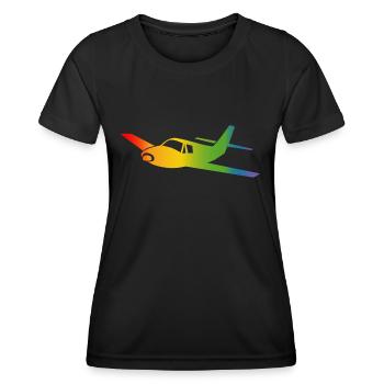 Airplane Rainbow Course - Women's Functional T-Shirt - black - Front - AI Model Female 172 light (172cm)