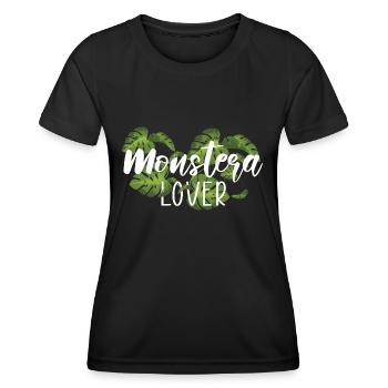 Monstera Lover Tropische Vintage Pflanze - Frauen Funktions-T-Shirt - Schwarz - Vorne - AI Model Female 172 light (172cm)