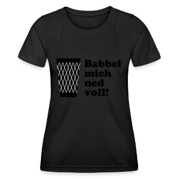 Geripptes Babbel mich ned voll! #FrankfurtShirts - Frauen Funktions-T-Shirt - Schwarz - Vorne - AI Model Female 172 light (172cm)