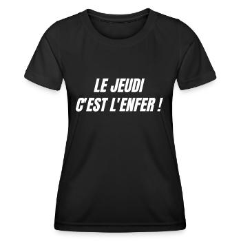 Le jeudi c'est l'enfer - T-shirt sport Femme - noir - Devant - AI Model Female 172 light (172cm)