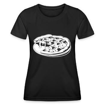 Pizza Restauration rapide Pizzeria - T-shirt sport Femme - noir - Devant - AI Model Female 172 light (172cm)