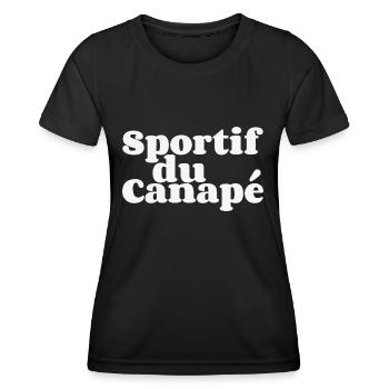 Sportif du canapé - T-shirt sport Femme - noir - Devant - AI Model Female 172 light (172cm)