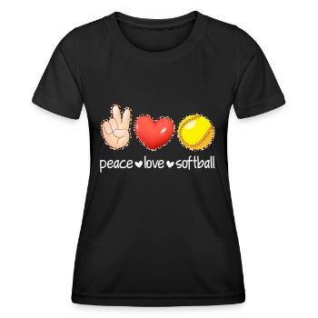 Peace Love Softball Leopard Print Mädchen Softball - Frauen Funktions-T-Shirt - Schwarz - Vorne - AI Model Female 172 light (172cm)