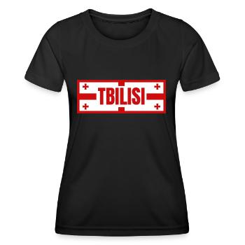 Ville de Tbilissi avec le drapeau géorgien - T-shirt sport Femme - noir - Devant - AI Model Female 172 light (172cm)