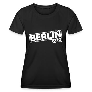 Berlin - 030 - Hauptstadt - Deutschland - Vorwahl - Frauen Funktions-T-Shirt - Schwarz - Vorne - AI Model Female 172 light (172cm)