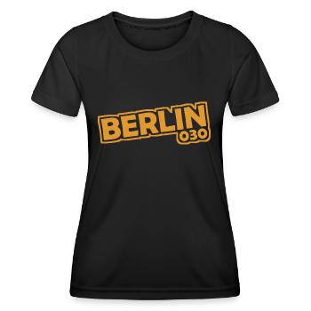 Berlin - 030 - Capitale - Allemagne - Indicatif régional - T-shirt sport Femme - noir - Devant - AI Model Female 172 light (172cm)