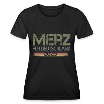 Merz für Deutschland 2025 - Frauen Funktions-T-Shirt - Schwarz - Vorne - AI Model Female 172 light (172cm)