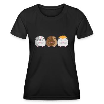Trois petits cochons d'Inde mignons - T-shirt sport Femme - noir - Devant - AI Model Female 172 light (172cm)