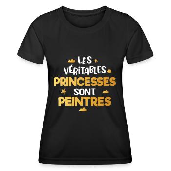 Peintre femme cadeau drôle humour princesse - T-shirt sport Femme - noir - Devant - AI Model Female 172 light (172cm)