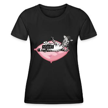 cool zebra auf rosa porn kissen nudes sexbombe fun - Frauen Funktions-T-Shirt - Schwarz - Vorne - AI Model Female 172 light (172cm)