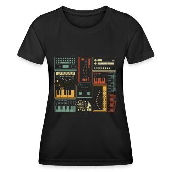 Analoger modularer Synthesizer Musiker Keyboard - Frauen Funktions-T-Shirt - Schwarz - Vorne - AI Model Female 172 light (172cm)