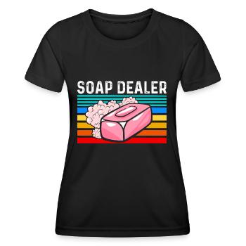 Savon Soap Dealer faire hobby - T-shirt sport Femme - noir - Devant - AI Model Female 172 light (172cm)