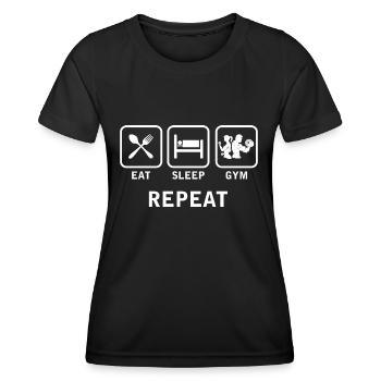 Manger dormir gym répéter - T-shirt sport Femme - noir - Devant - AI Model Female 172 light (172cm)
