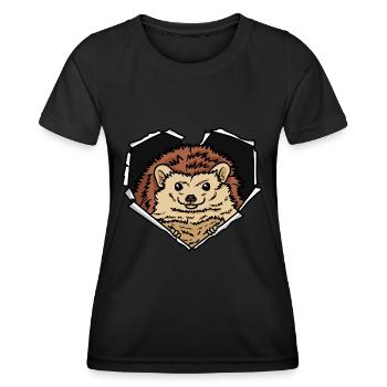Crack Hedgehog Torn Hole Hedgehog Face - T-shirt sport Femme - noir - Devant - AI Model Female 172 light (172cm)