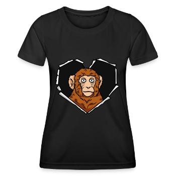 Monkey crack torn hole heart monkey face - Women's Functional T-Shirt - black - Front - AI Model Female 172 light (172cm)