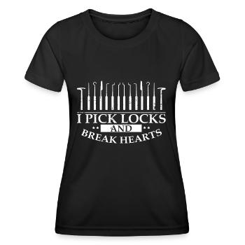 Schlüsselnotdienst Herzensbrecher Lockpicking - Frauen Funktions-T-Shirt - Schwarz - Vorne - AI Model Female 172 light (172cm)