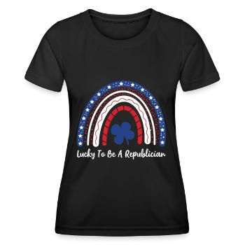 Chanceux d’être un arc-en-ciel républicain  - T-shirt sport Femme - noir - Devant - AI Model Female 172 light (172cm)