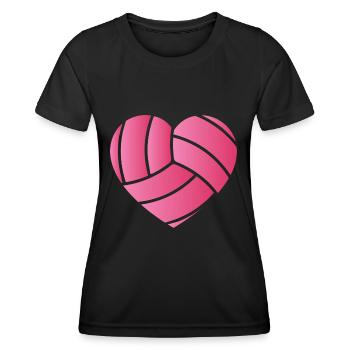 ballon de volleyball rose coeur Design pour un volley-ball - T-shirt sport Femme - noir - Devant - AI Model Female 172 light (172cm)