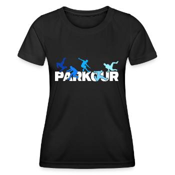 parkour jumping jump parkour-love traceur - T-shirt sport Femme - noir - Devant - AI Model Female 172 light (172cm)