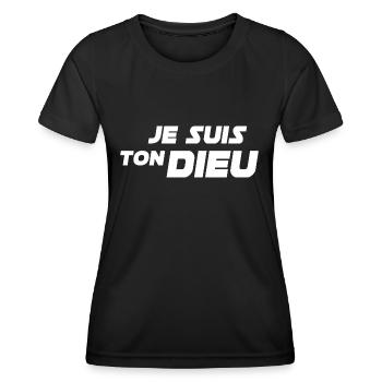 je suis ton dieu - T-shirt sport Femme - noir - Devant - AI Model Female 172 light (172cm)