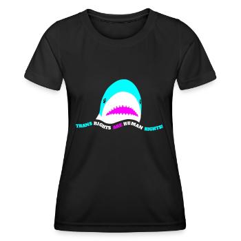 BLÅHAJ says: Trans Rights are Human Rights! - Frauen Funktions-T-Shirt - Schwarz - Vorne - AI Model Female 172 light (172cm)