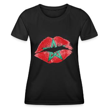 Kiss (Maroc / Maroc) - T-shirt sport Femme - noir - Devant - AI Model Female 172 light (172cm)