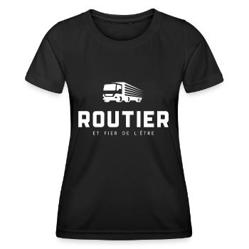 Routier et fier de l'être - T-shirt sport Femme - noir - Devant - AI Model Female 172 light (172cm)