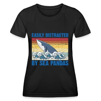 Baleines Baleines Océan Mer Marine Biologiste Plongée Rétro - T-shirt sport Femme - noir - Devant - AI Model Female 172 light (172cm)