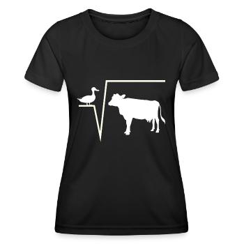 n-te Wurzel von Q - Ente Wurzel von Kuh Mathe Witz - Frauen Funktions-T-Shirt - Schwarz - Vorne - AI Model Female 172 light (172cm)