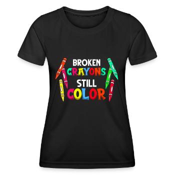 Crayon Box Colored Pencil Wax Case Wax Crayon - Women's Functional T-Shirt - black - Front - AI Model Female 172 light (172cm)