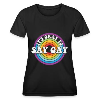 LBGT Flag Gay Pride Human ok say Gay - Women's Functional T-Shirt - black - Front - AI Model Female 172 light (172cm)