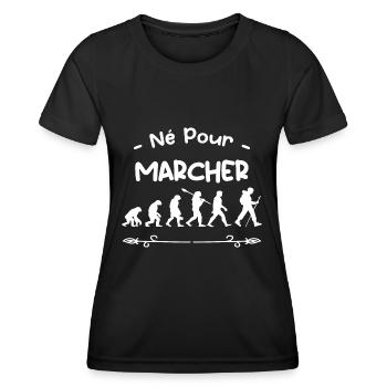 né pour marcher évolution - T-shirt sport Femme - noir - Devant - AI Model Female 172 light (172cm)
