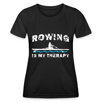 Rowing is my therapy, rowing, rowing, woman - Women's Functional T-Shirt - black - Front - AI Model Female 172 light (172cm)