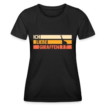Giraffe Giraffen - Frauen Funktions-T-Shirt - Schwarz - Vorne - AI Model Female 172 light (172cm)