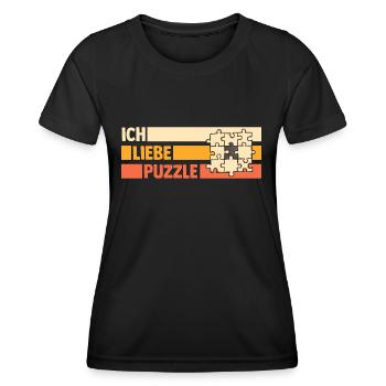 Puzzlefan Puzzler Puzzleteile Puzzle - Frauen Funktions-T-Shirt - Schwarz - Vorne - AI Model Female 172 light (172cm)