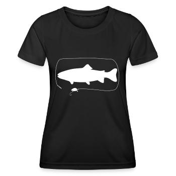 Trout with wobbler - Women's Functional T-Shirt - black - Front - AI Model Female 172 light (172cm)
