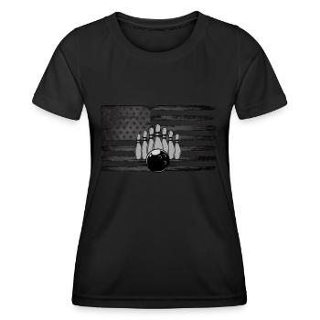 American Flag Bowling Apparel Bowling - Women's Functional T-Shirt - black - Front - AI Model Female 172 light (172cm)