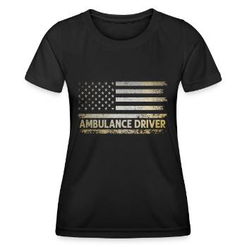 Drapeau américain Ambulancier Chauffeur USA Patriot EMS Par - T-shirt sport Femme - noir - Devant - AI Model Female 172 light (172cm)