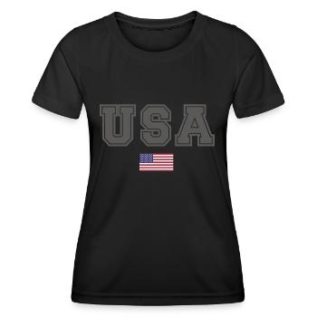 TEAM United States American Flag Banner Under Writing - Women's Functional T-Shirt - black - Front - AI Model Female 172 light (172cm)