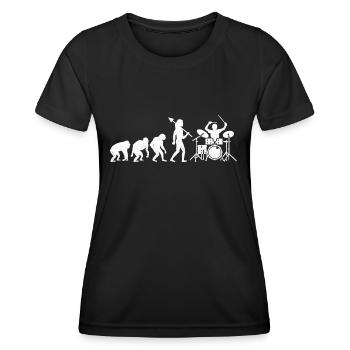 Drummer Evolution Drum Music Lover Drumming Drumme - Frauen Funktions-T-Shirt - Schwarz - Vorne - AI Model Female 172 light (172cm)