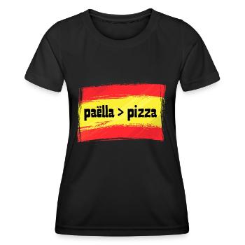 Drapeau Espagnol Espagne Paella supérieur à Pizza - T-shirt sport Femme - noir - Devant - AI Model Female 172 light (172cm)