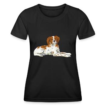 Français Bretagne Épagneul Epagneul Breton Cadeau - T-shirt sport Femme - noir - Devant - AI Model Female 172 light (172cm)