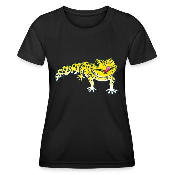 Leopardgecko Eidechse Reptilien Herpetologe - Frauen Funktions-T-Shirt - Schwarz - Vorne - AI Model Female 172 light (172cm)