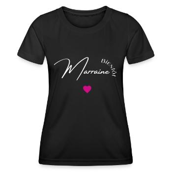 bientôt marraine - T-shirt sport Femme - noir - Devant - AI Model Female 172 light (172cm)