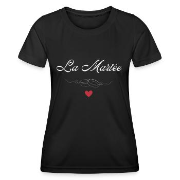 The Bride Rings-The Bride-to-be - Women's Functional T-Shirt - black - Front - AI Model Female 172 light (172cm)