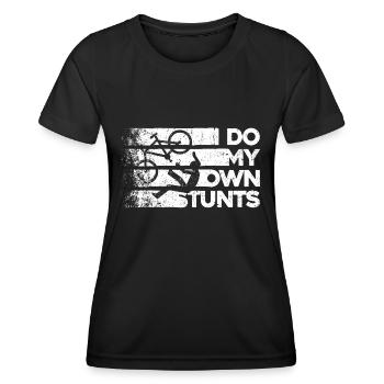 I Do My Own Stunts - Lustiges Tollpatsch Geschenk - Frauen Funktions-T-Shirt - Schwarz - Vorne - AI Model Female 172 light (172cm)