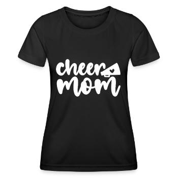 Cheer Mom Shirt Megaphone with Heart Accent - Women's Functional T-Shirt - black - Front - AI Model Female 172 light (172cm)