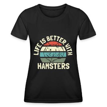 Hamster - Frauen Funktions-T-Shirt - Schwarz - Vorne - AI Model Female 172 light (172cm)