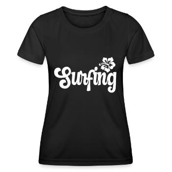 Surfing Surfergirl Surfen Wellenreiten Geschenk - Frauen Funktions-T-Shirt - Schwarz - Vorne - AI Model Female 172 light (172cm)