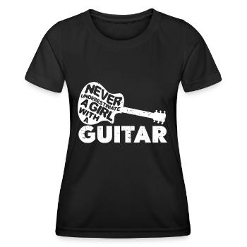 Musicien Guitariste Gift Guitars Girl - T-shirt sport Femme - noir - Devant - AI Model Female 172 light (172cm)